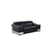 Pemberly Row Genuine Italian Leather Upholstered Sofa Set in Black