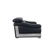 Pemberly Row Genuine Italian Leather Upholstered Sofa Set in Black