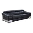 Pemberly Row Genuine Italian Leather Upholstered Sofa Set in Black