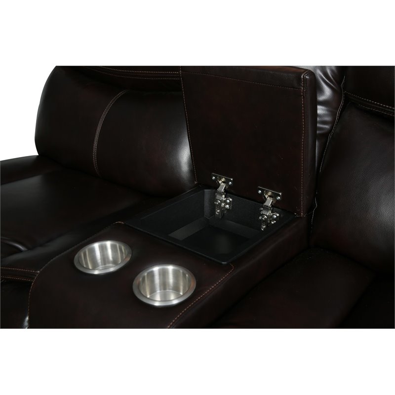 Pemberly Row Modern Faux Leather Reclining Sectional in Brown