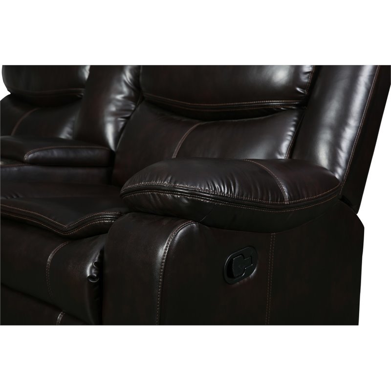 Pemberly Row Modern Faux Leather Reclining Sectional in Brown
