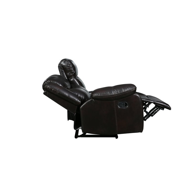 Pemberly Row Modern Faux Leather Reclining Sectional in Brown