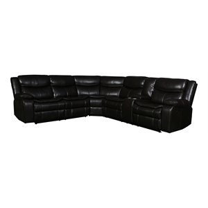 Pemberly Row Modern Faux Leather Reclining Sectional in Brown
