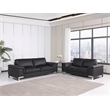 Pemberly Row Genuine Italian Leather Reclining Sofa and Loveseat in Black