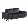 Pemberly Row Genuine Italian Leather Reclining Sofa and Loveseat in Black