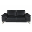 Pemberly Row Genuine Italian Leather Reclining Sofa and Loveseat in Black