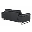 Pemberly Row Genuine Italian Leather Reclining Sofa and Loveseat in Black
