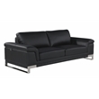 Pemberly Row Genuine Italian Leather Reclining Sofa and Loveseat in Black
