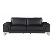 Pemberly Row Genuine Italian Leather Reclining Sofa and Loveseat in Black