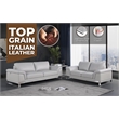 Pemberly Row Genuine Italian Leather Reclining Sofa and Loveseat in Black