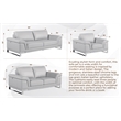 Pemberly Row Genuine Italian Leather Reclining Sofa and Loveseat in Black