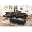 Pemberly Row Faux Leather Sectional with Left Arm Facing in Brown