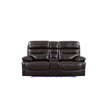 Pemberly Row Modern Faux Leather Power Reclining Console Loveseat in Brown
