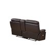 Pemberly Row Modern Faux Leather Power Reclining Console Loveseat in Brown