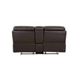 Pemberly Row Modern Faux Leather Power Reclining Console Loveseat in Brown