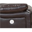 Pemberly Row Modern Faux Leather Power Reclining Console Loveseat in Brown