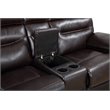 Pemberly Row Modern Faux Leather Power Reclining Console Loveseat in Brown