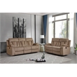 Pemberly Row Transitional Microfiber Fabric Sofa and Loveseat in Beige