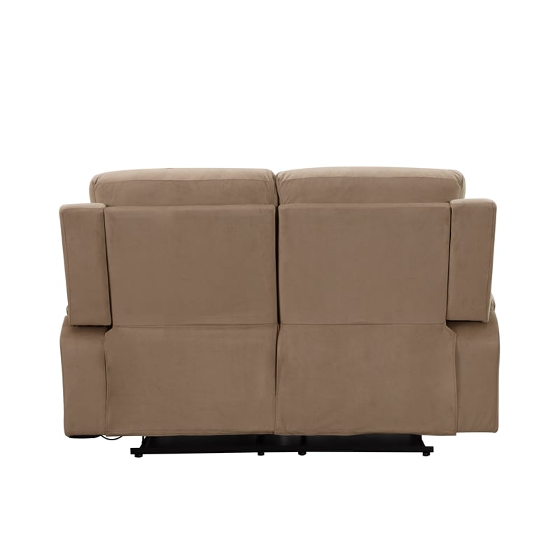 Pemberly Row Transitional Microfiber Fabric Loveseat in Beige