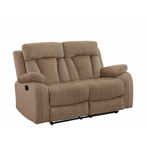 Pemberly Row Transitional Microfiber Fabric Loveseat in Beige
