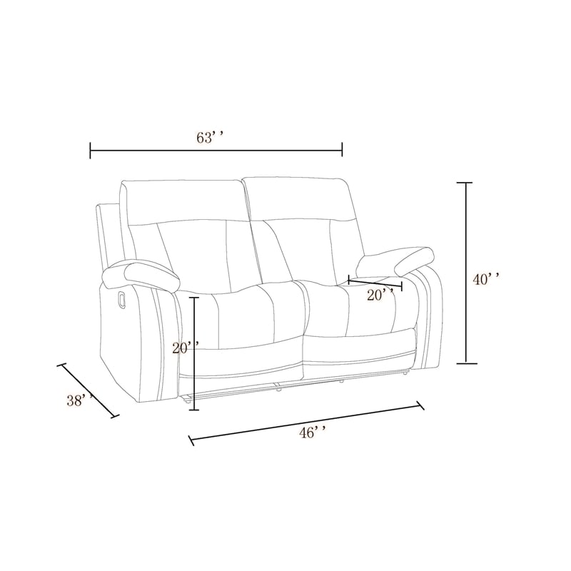 Pemberly Row Transitional Microfiber Fabric Loveseat in Beige