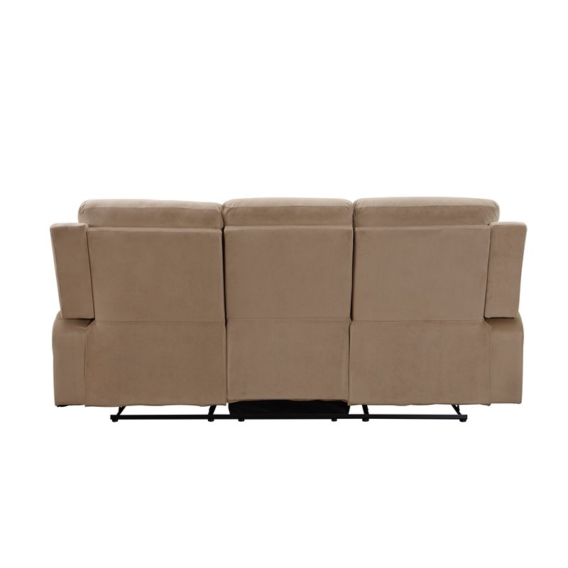 Pemberly Row Modern Transitional Microfiber Fabric Sofa in Beige