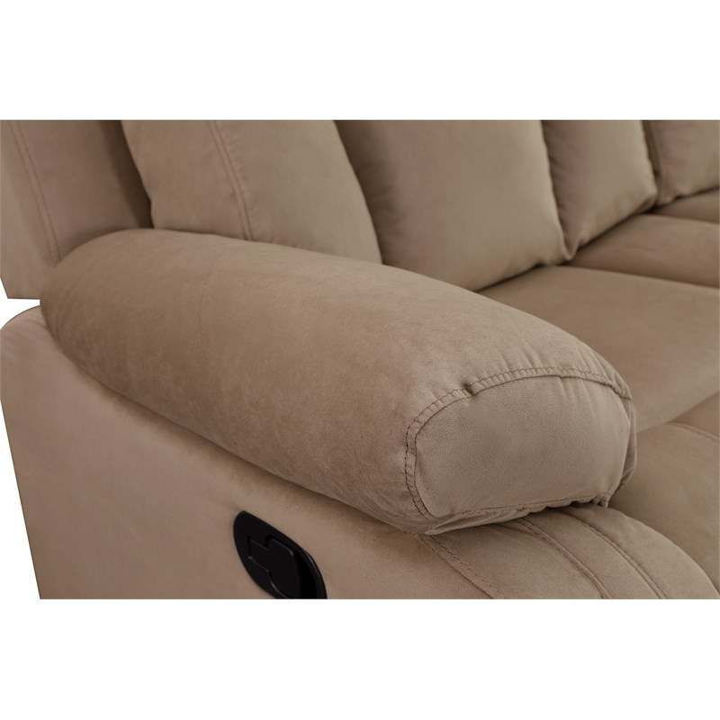 Pemberly Row Modern Transitional Microfiber Fabric Sofa in Beige