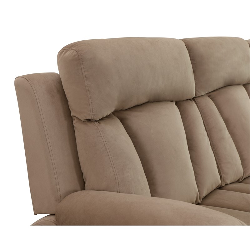 Pemberly Row Modern Transitional Microfiber Fabric Sofa in Beige
