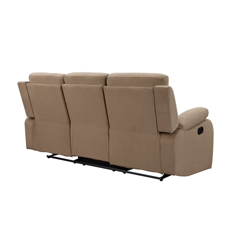 Pemberly Row Modern Transitional Microfiber Fabric Sofa in Beige