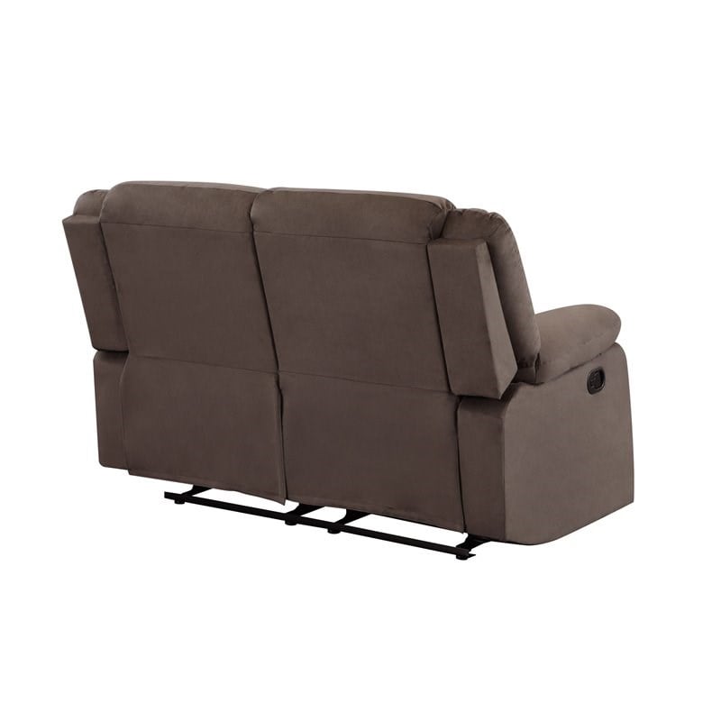 Pemberly Row Transitional Microfiber Fabric Upholstered Loveseat in Brown