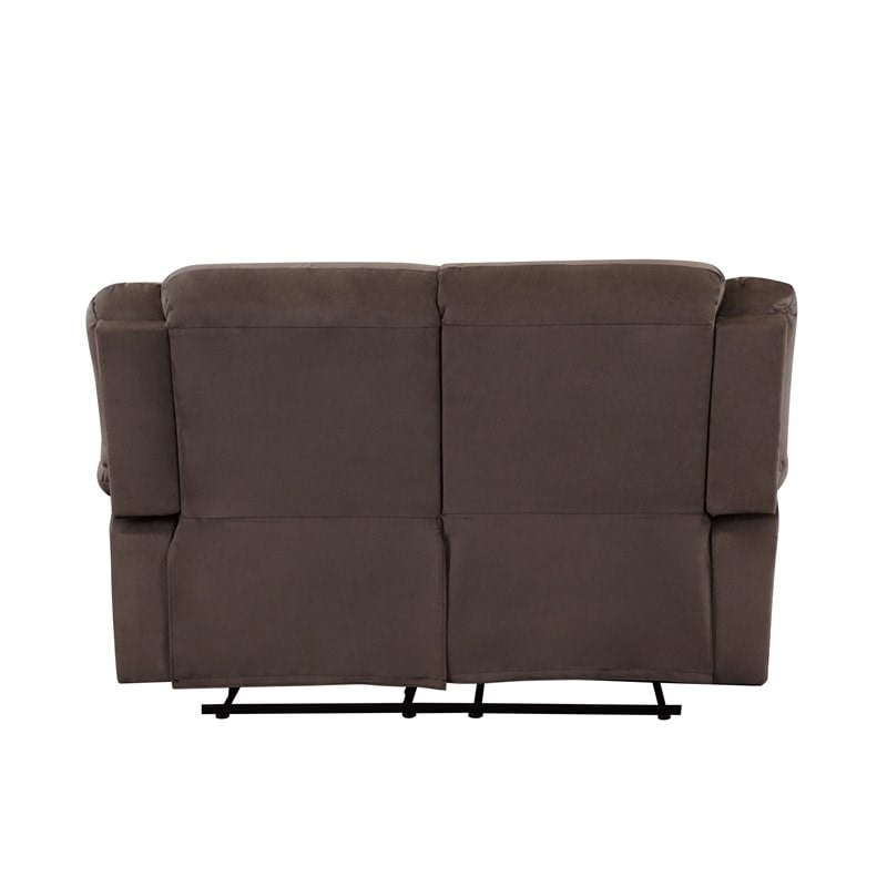 Pemberly Row Transitional Microfiber Fabric Upholstered Loveseat in Brown