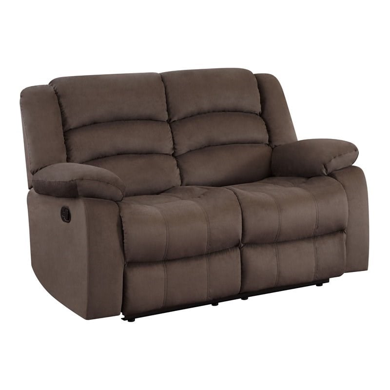 Pemberly Row Transitional Microfiber Fabric Upholstered Loveseat in Brown