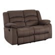 Pemberly Row Transitional Microfiber Fabric Upholstered Loveseat in Brown
