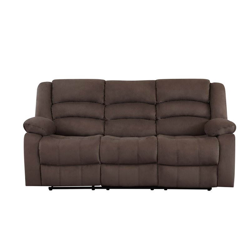 Pemberly Row Transitional Microfiber Fabric Upholstered Sofa in Brown