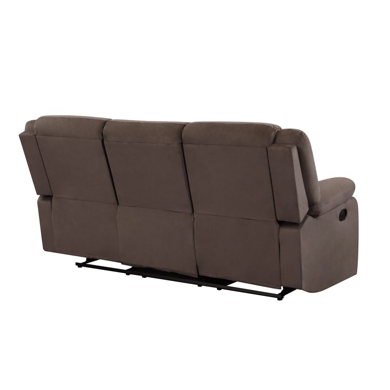 Pemberly Row Transitional Microfiber Fabric Upholstered Sofa in Brown