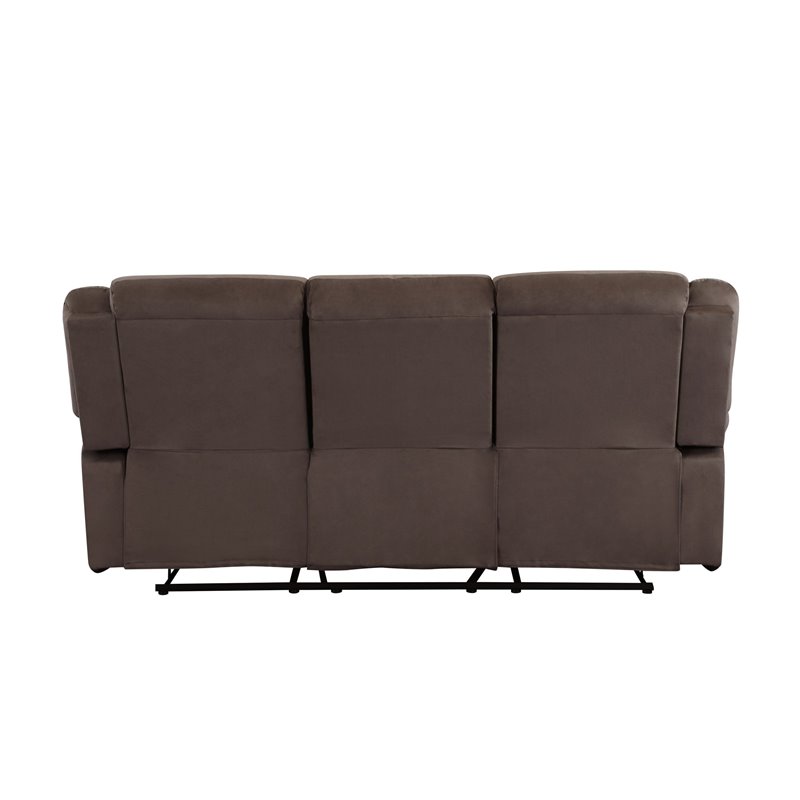 Pemberly Row Transitional Microfiber Fabric Upholstered Sofa in Brown