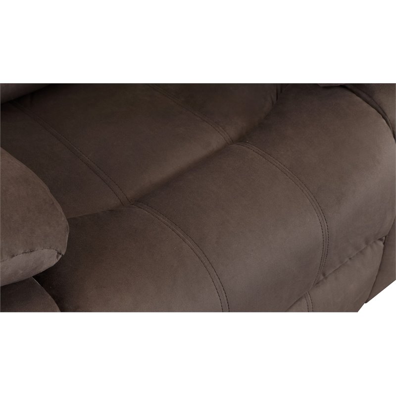 Pemberly Row Transitional Microfiber Fabric Upholstered Sofa in Brown