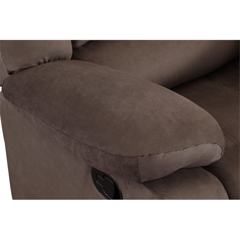 Pemberly Row Transitional Microfiber Fabric Upholstered Sofa in Brown
