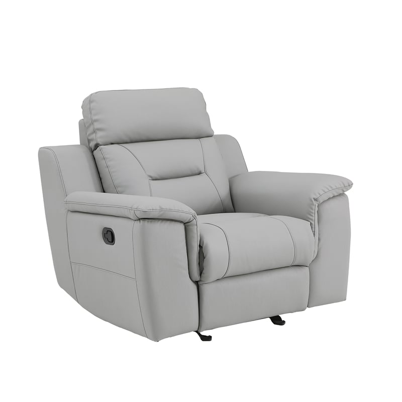 Pemberly Row Contemporary Faux Leather Upholstered Chair in Gray