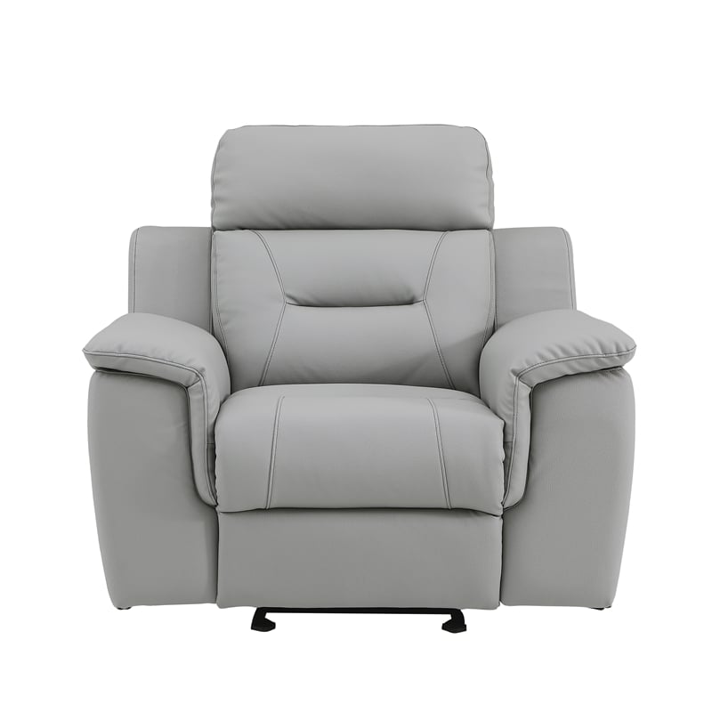 Pemberly Row Contemporary Faux Leather Upholstered Chair in Gray