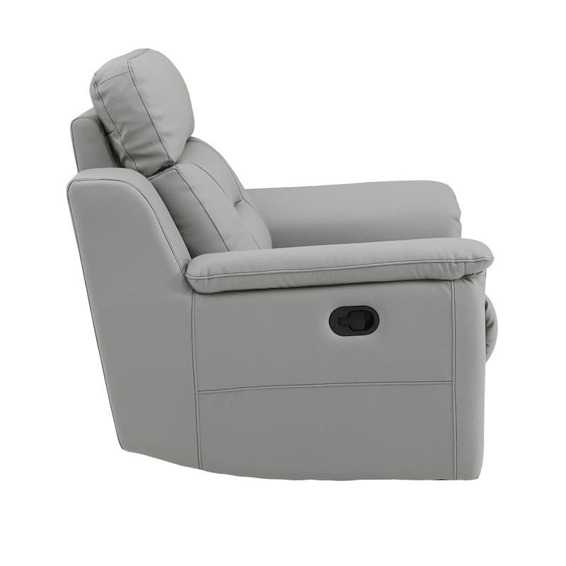 Pemberly Row Contemporary Faux Leather Upholstered Chair in Gray