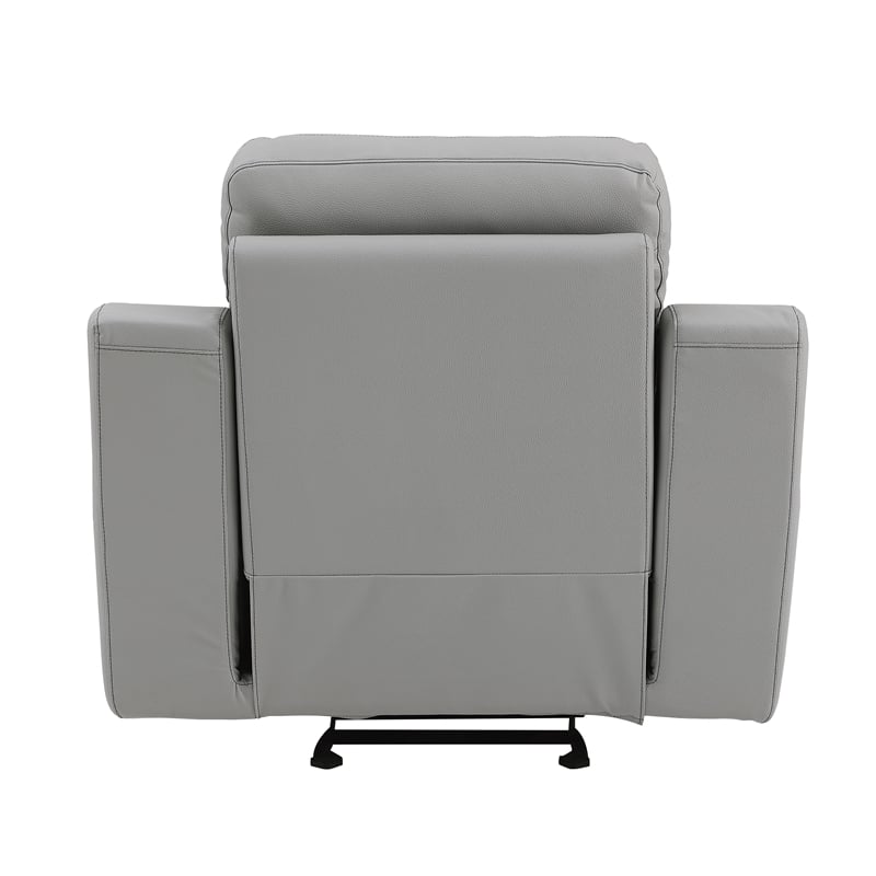 Pemberly Row Contemporary Faux Leather Upholstered Chair in Gray
