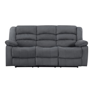 Pemberly Row Transitional Microfiber Fabric Upholstered Sofa Set in Gray