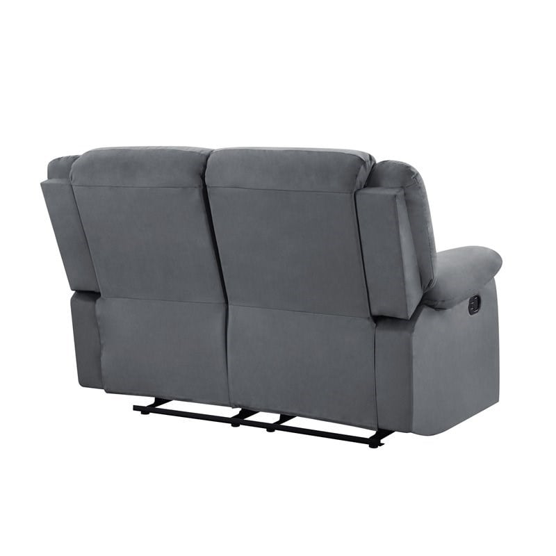 Pemberly Row Transitional Microfiber Fabric Upholstered Loveseat in Gray