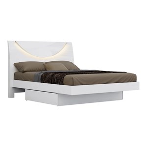 Pemberly Row Modern Lacquer Wood California King Bed in Gloss White