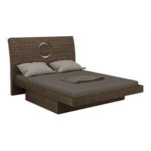 Pemberly Row Modern Lacquer Wood California King Bed in Dark Gray
