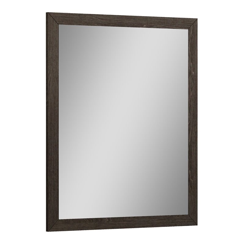 Pemberly Row Contemporary Lacquer Wood Mirror in Gloss Gray Ash