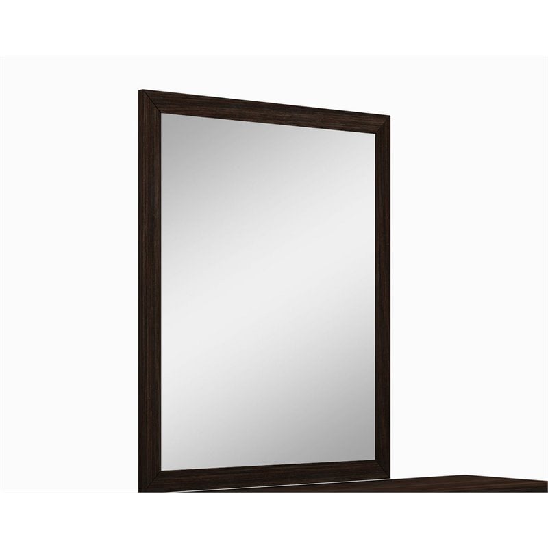 Pemberly Row Modern Lacquer Wood Mirror in Gloss Black Wenge
