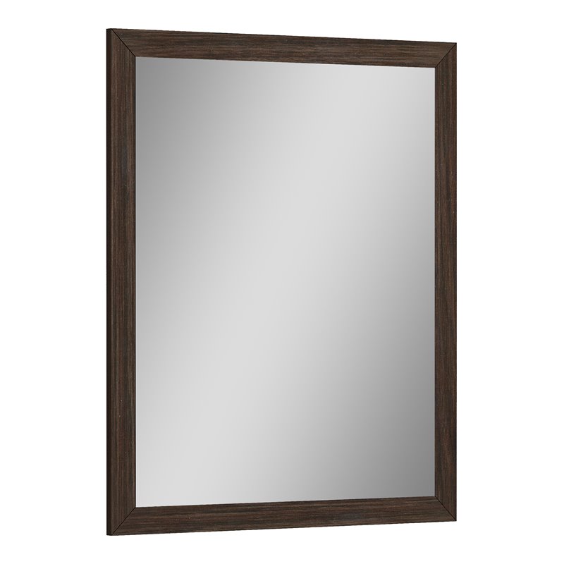 Pemberly Row Modern Lacquer Wood Mirror in Gloss Black Wenge