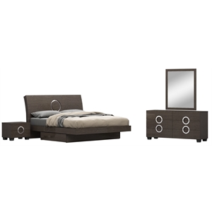 Pemberly Row Contemporary 4-Piece Wood Queen Bedroom Set in Gray